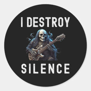 Adesivo Eu Destruo o silêncio fantasma guitarra engraçada