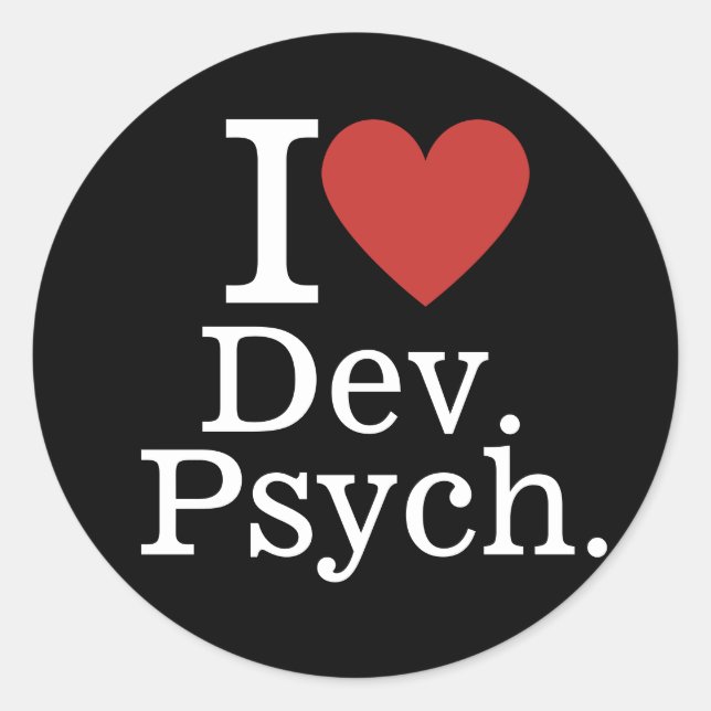 Adesivo Eu ❤️ Dev. Psych. para Estudantes/PERSONALIZADO na (Frente)
