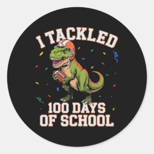 Adesivo Eu Enfrentei 100 Dias De Escola Dino T-rex Pé De C