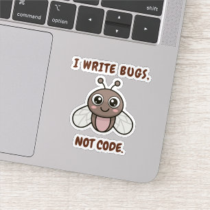 Adesivo Eu escrevo bugs, não código.