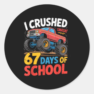 Adesivo Eu Esmaguei 67 Dias De Camisas Escolares Caminhão 