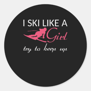 Adesivo Eu Esqui Como Uma Menina Menininha esquiando amant
