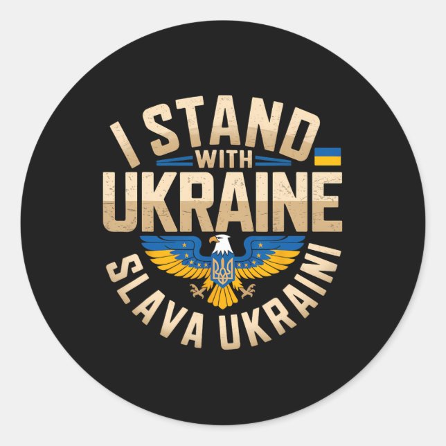 Adesivo Eu Estou Com a Ucrânia Slava Ukraini Glória à Ucrâ (Frente)