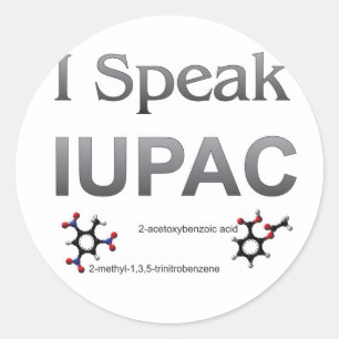 Adesivo Eu falo a nomenclatura da química de IUPAC