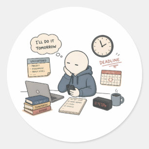Adesivo Eu Farei Amanhã Meme Engraçado de Procrastinação