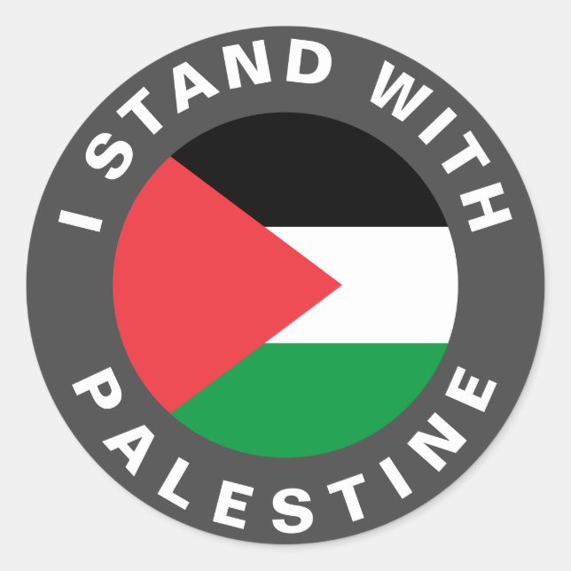 Adesivo Eu fico com a bandeira da Palestina personalizada (Frente)