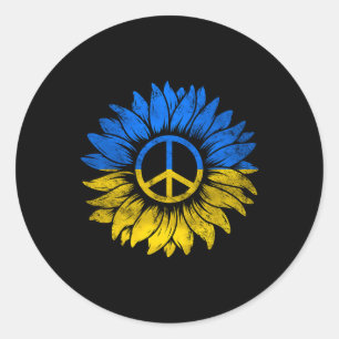 Adesivo Eu Fico Com a Paz da Ucrânia Girassol Apoio à Ucrâ