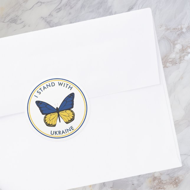 Adesivo Eu fico com a Ucrânia, com Design de borboleta edi (Criador carregado)