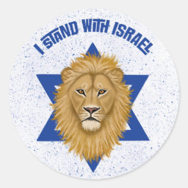 Adesivo Eu Fico Com Israel. Leão de Judah Star de David