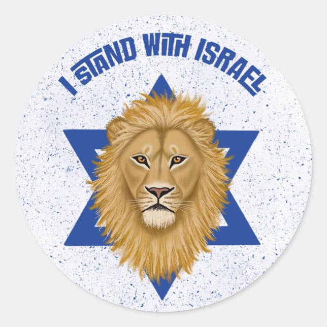 Adesivo Eu Fico Com Israel. Leão de Judah Star de David (Frente)