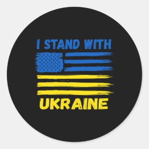 Adesivo Eu Fico Com o Azul e Amarelo da Ucrânia Bandeira d