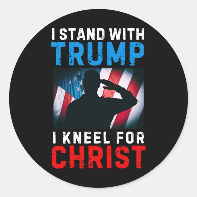 Adesivo Eu Fico Com Trump É Meu Presidente Kneel Jesus Chr (Frente)
