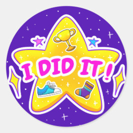 Adesivo Eu Fiz Um Vinheta De Redonda Clássica Azul