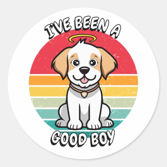 Adesivo Eu fui um bom menino - cachorro feliz (Frente)