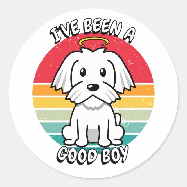 Adesivo Eu fui um bom menino - cão branco (Frente)