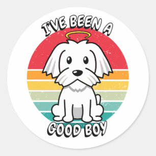 Adesivo Eu fui um bom menino - cão branco