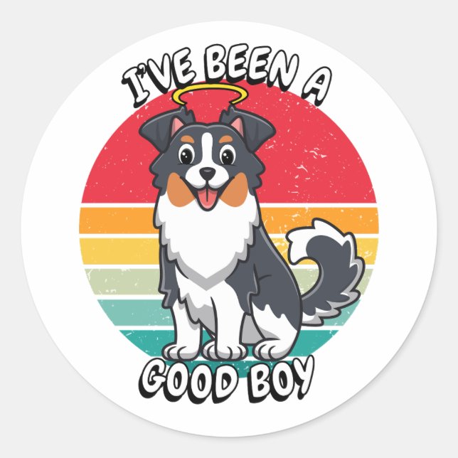 Adesivo Eu fui um bom menino - cão collie (Frente)