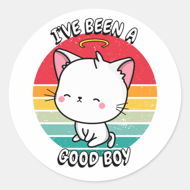 Adesivo Eu fui um bom menino - gato branco (Frente)