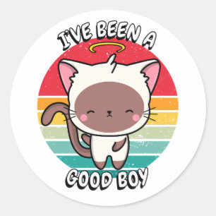 Adesivo Eu fui um bom menino - gato branco