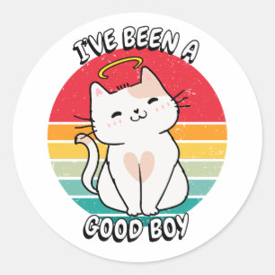 Adesivo Eu fui um bom menino - gato branco