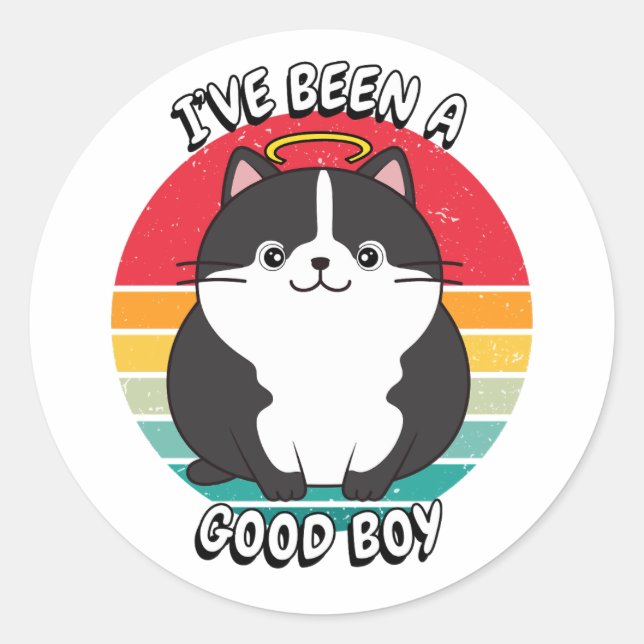 Adesivo Eu fui um bom menino - gato gordo (Frente)