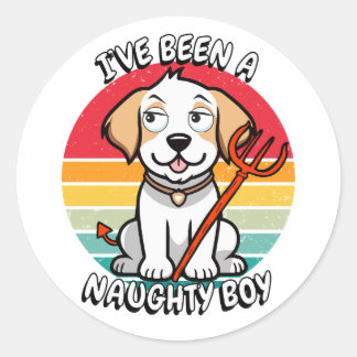 Adesivo Eu fui um garoto malvado - cachorro feliz