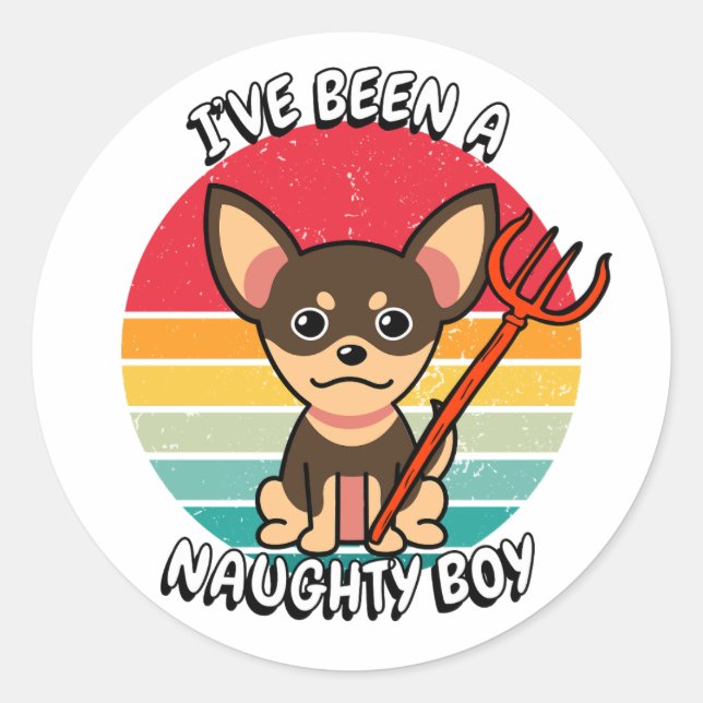 Adesivo Eu fui um garoto malvado - cachorro pequeno (Frente)