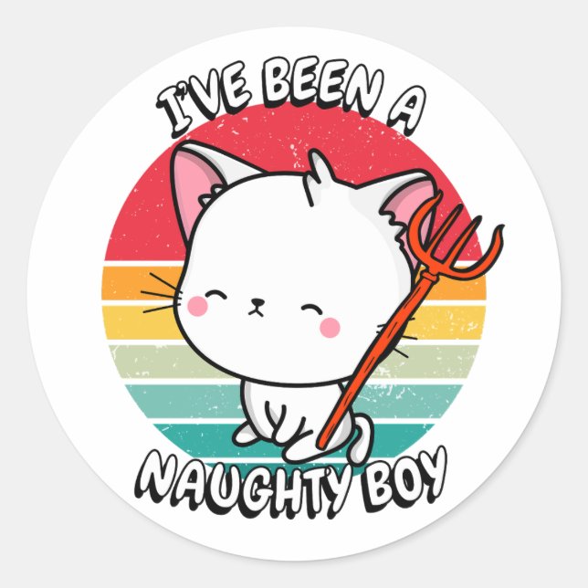 Adesivo Eu fui um garoto malvado - gato branco (Frente)