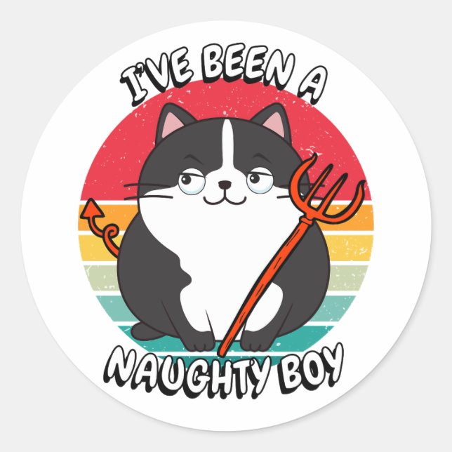 Adesivo Eu fui um garoto malvado - gato gordo (Frente)
