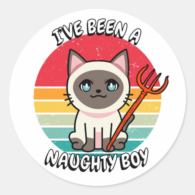 Adesivo Eu fui um garoto malvado - gato siamês (Frente)