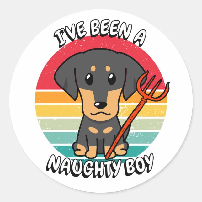 Adesivo Eu fui um menino travesso - cachorro-dachshund (Frente)