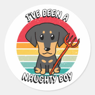 Adesivo Eu fui um menino travesso - cachorro-dachshund