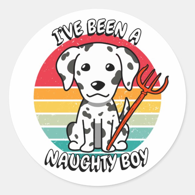 Adesivo Eu fui um menino travesso - cachorro dalmata (Frente)