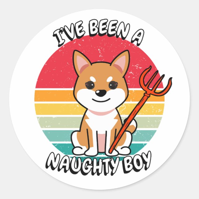 Adesivo Eu fui um menino travesso - cachorro laranja (Frente)