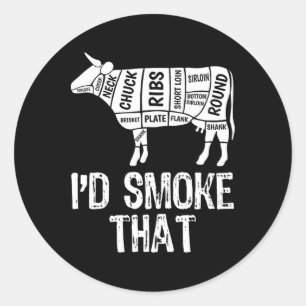 Adesivo Eu Fumaria Aquele Churrasco De Vaca Fumando Churra