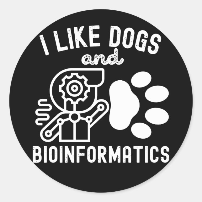 Adesivo Eu gosto de cães e bioinformática (Frente)