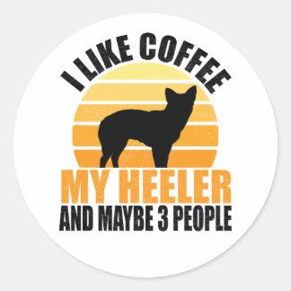 Adesivo eu gosto de café e do meu cachorro heeler e talvez