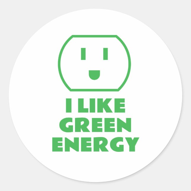 Adesivo Eu gosto de energia verde, de uma tomada elétrica  (Frente)