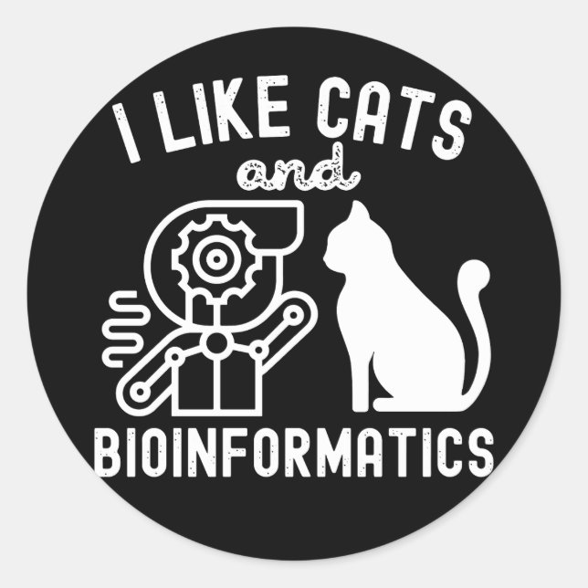 Adesivo Eu Gosto de Gatos e Bioinformática (Frente)