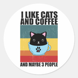 Adesivo Eu gosto de gatos e café E talvez 3 Pessoas, café