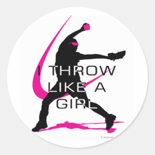 Adesivo Eu jogo como uma garota rosa softball
