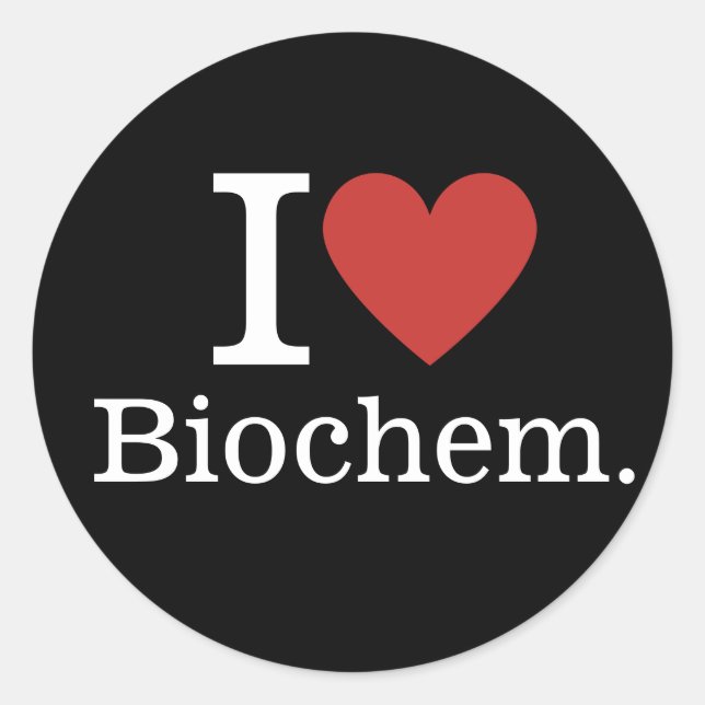 Adesivo Eu ❤️ "Love Biochem" para Estudantes/Faculdade (Frente)