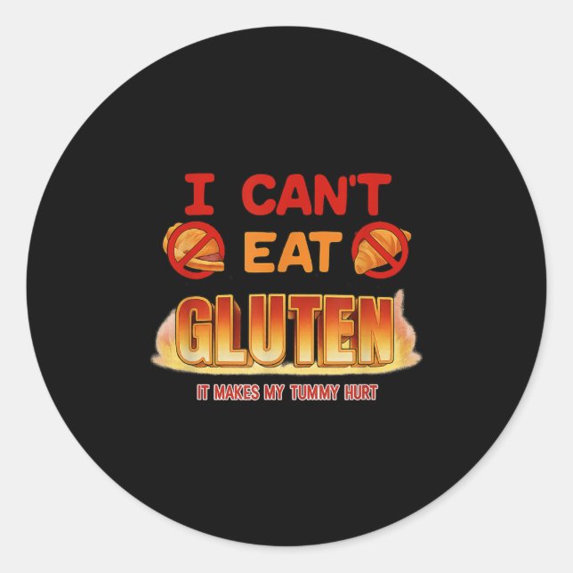 Adesivo Eu não posso comer Gluten Engraçado, Gen sem hinge (Frente)