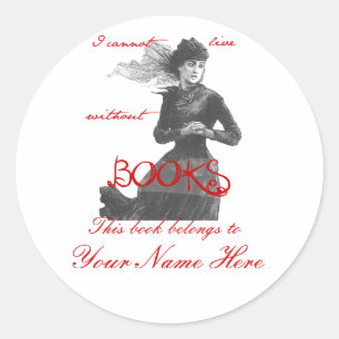 Adesivo Eu não posso viver sem os Bookplates dos livros