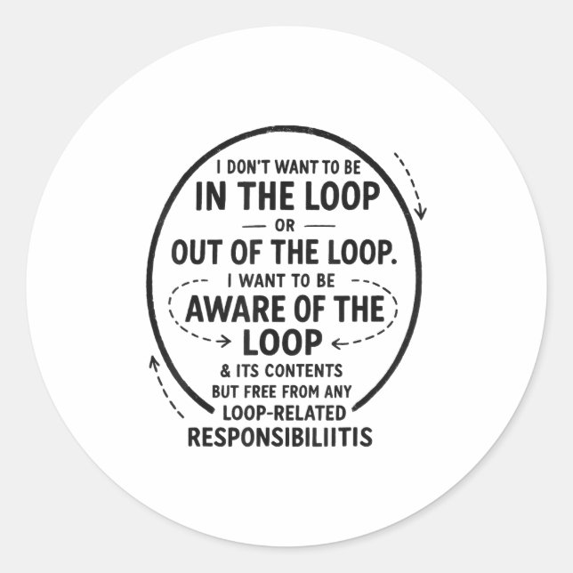 Adesivo Eu não quero estar no Loop Sarcastic Cote Divertid (Frente)