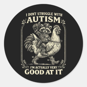 Adesivo Eu Não Tenho Problema Com Autismo Raccoon Vintage