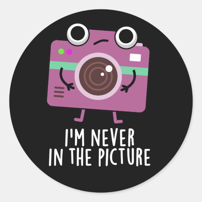 Adesivo Eu nunca estou na foto. Câmera Engraçada Pun Dark  (Frente)