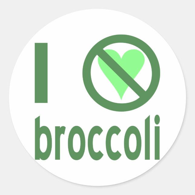 Adesivo Eu Odeio Brócolis Texto Verde (Frente)
