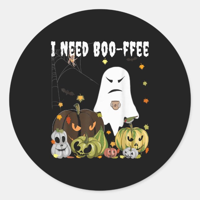 Adesivo Eu Preciso de Boo-ffee Fantasma Jack-o-lantern Ama (Frente)
