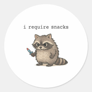 Adesivo Eu Preciso De Snacks Raccoon Engraçada E Irritada